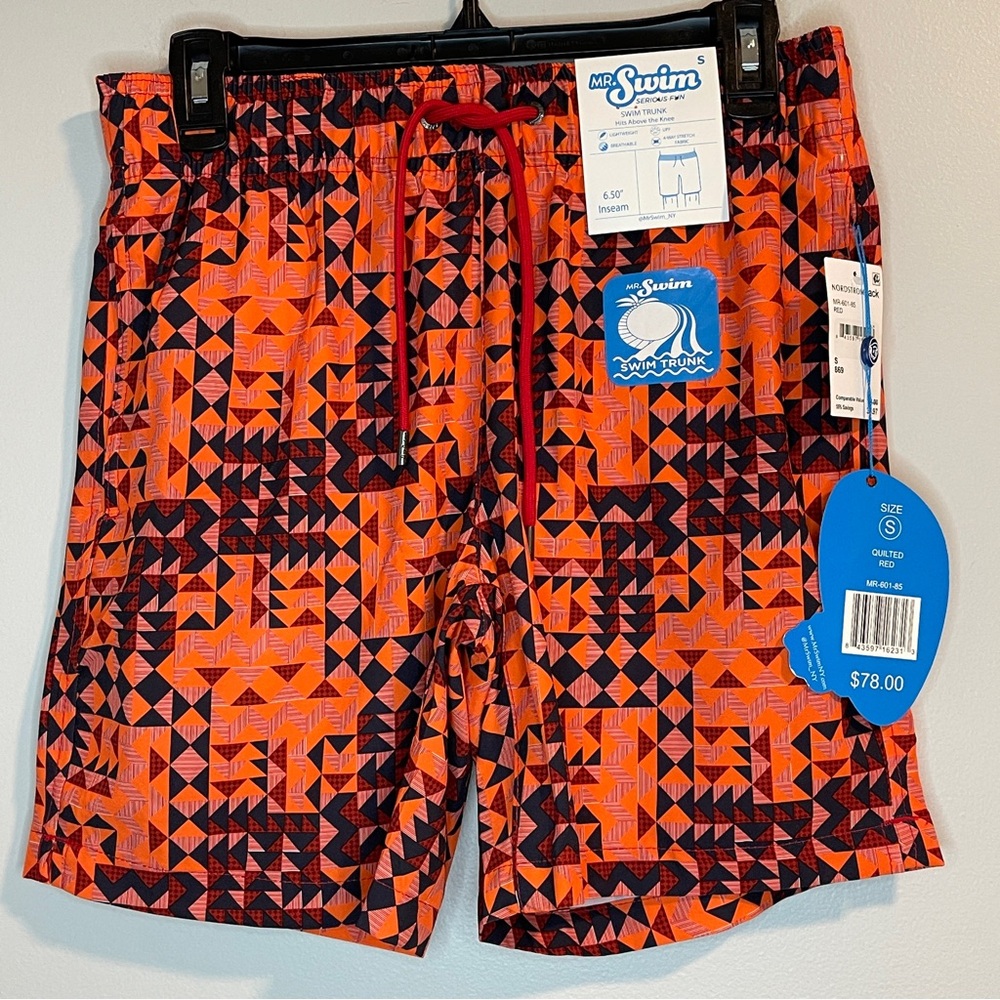 Mr. Swim Men's Red Quilted Swim Short Small